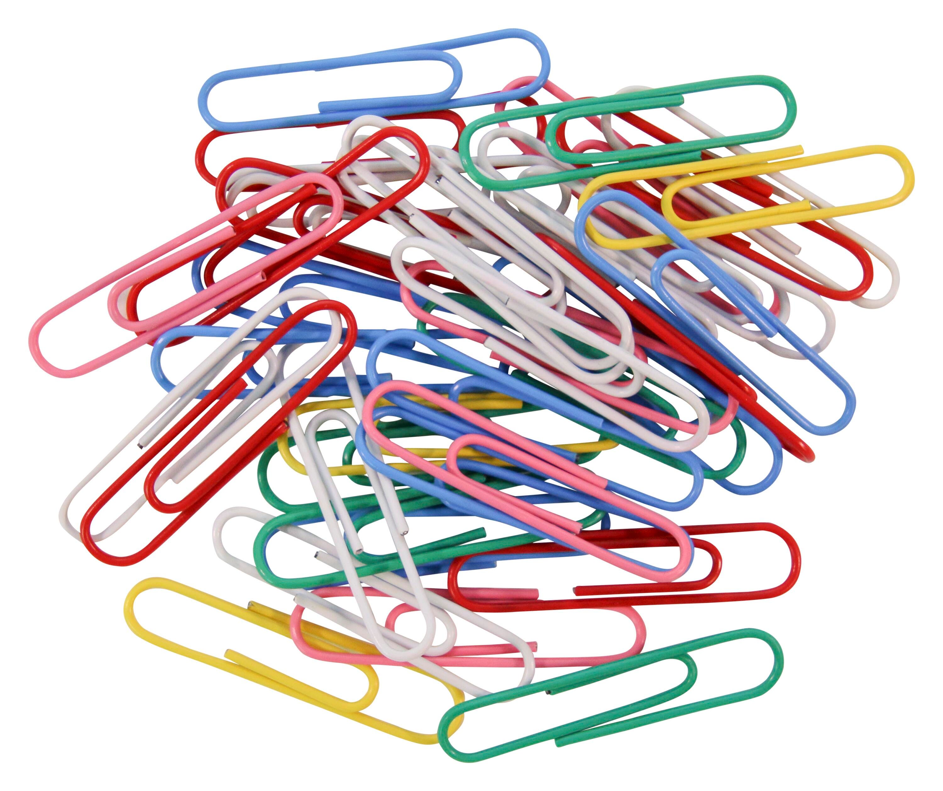 School Smart Metal Vinyl Coated Jumbo Paper Clip, Assorted Color, Pack of 40 023974